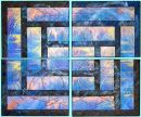 4 canvases completed as 1 complete work. Acrylic with PVA to provide textured 'swirls' and use of gold and copper interference colour as final overlay